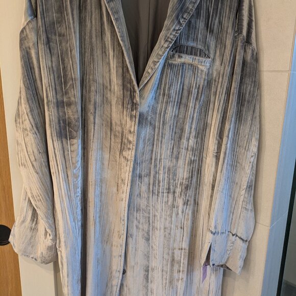 J Brand Gray Velvet Silk Blend Duster Jacket or Dress Size S - Picture 5 of 6